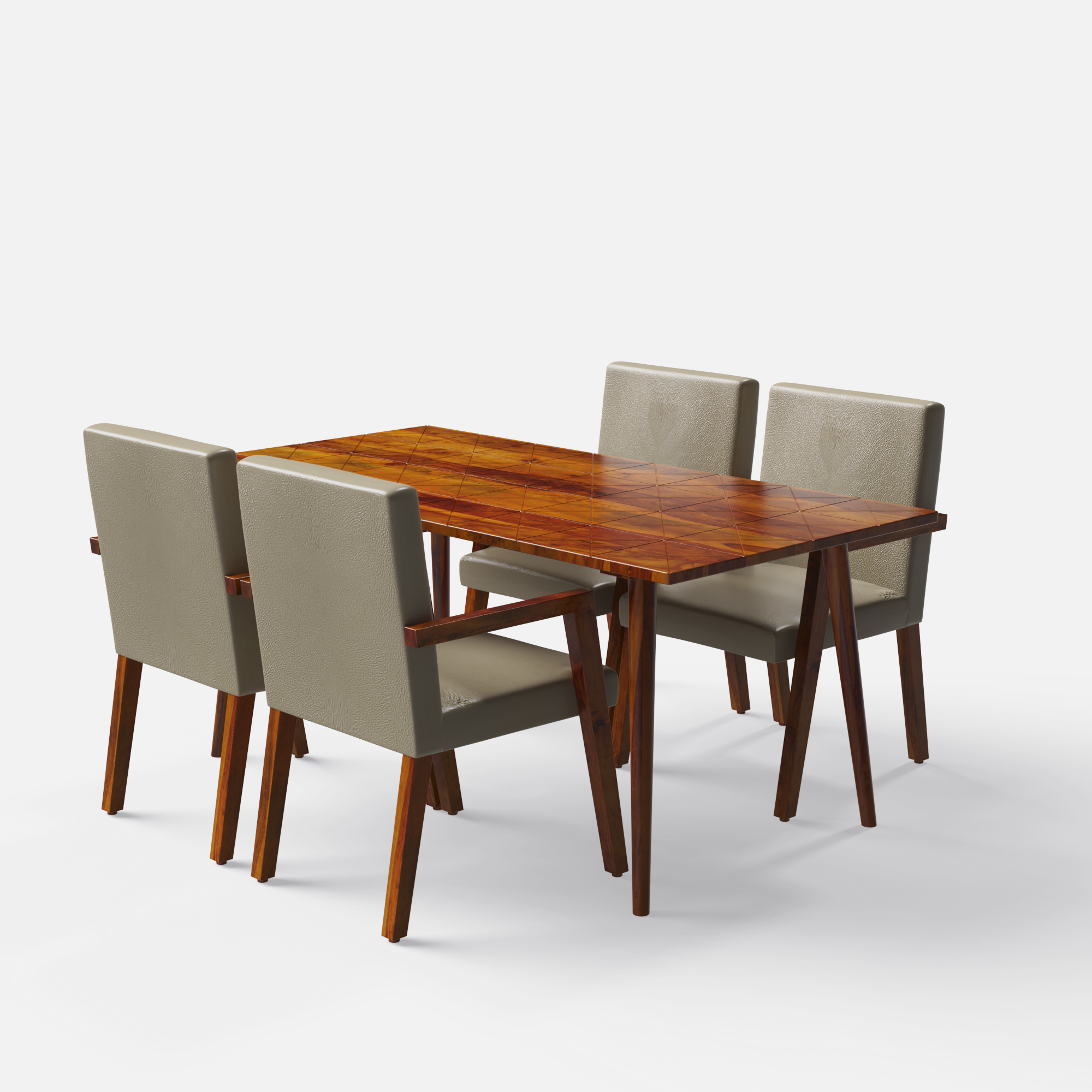 Helena-Watson Dining Table Set - 4 Seater - Table (175 cm x 90 cm x 76 cm) + 4 Watson Chairs - Sheesham