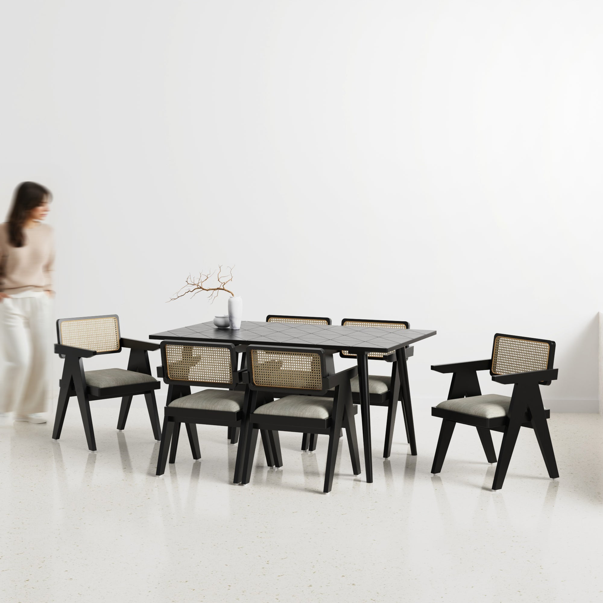 Helena-Pierre Black Dining Table Set -  4, 6 Seater - All Sizes - Crafts Mill Bespoke Furniture - Dining