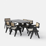 Helena-Pierre Black Dining Table Set -  4, 6 Seater - All Sizes - Crafts Mill Bespoke Furniture - Dining