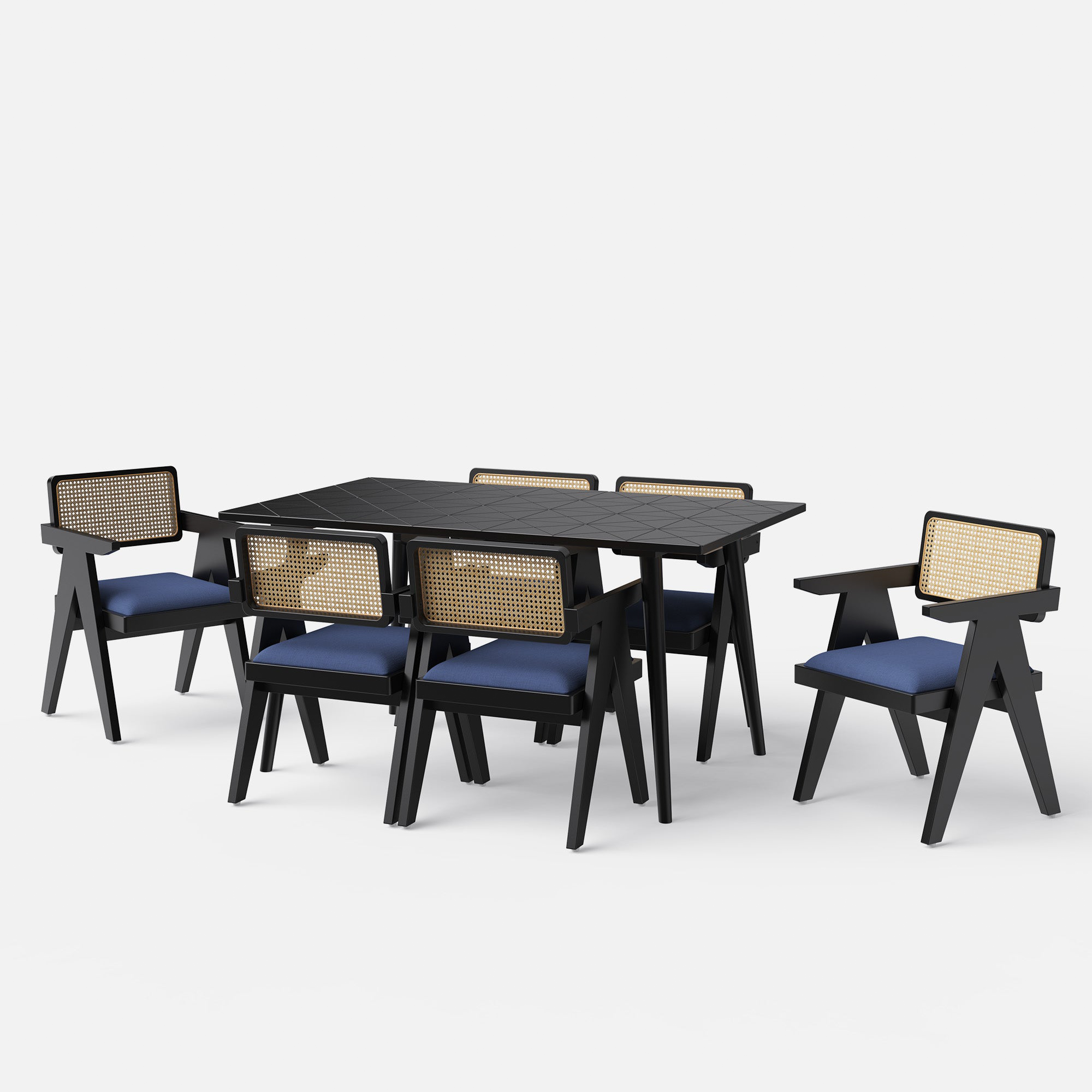 Helena-Pierre Black Dining Table Set 4, Seater All Sizes