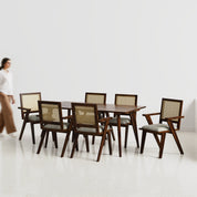 Helena-Flora Walnut Dining Table Set - 6 Seater/175 cm