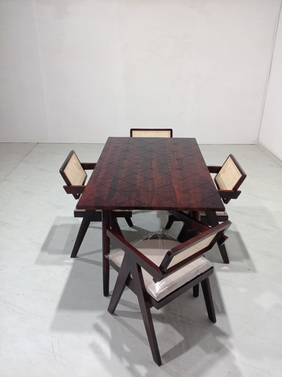 Helena - Pierre Dining Set 150cm 4 Seater - Provincial Teak  - Fur Beige