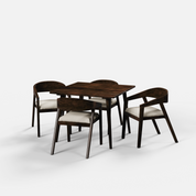 Helena Amelia Walnut Dining Table Set - 4 Seater