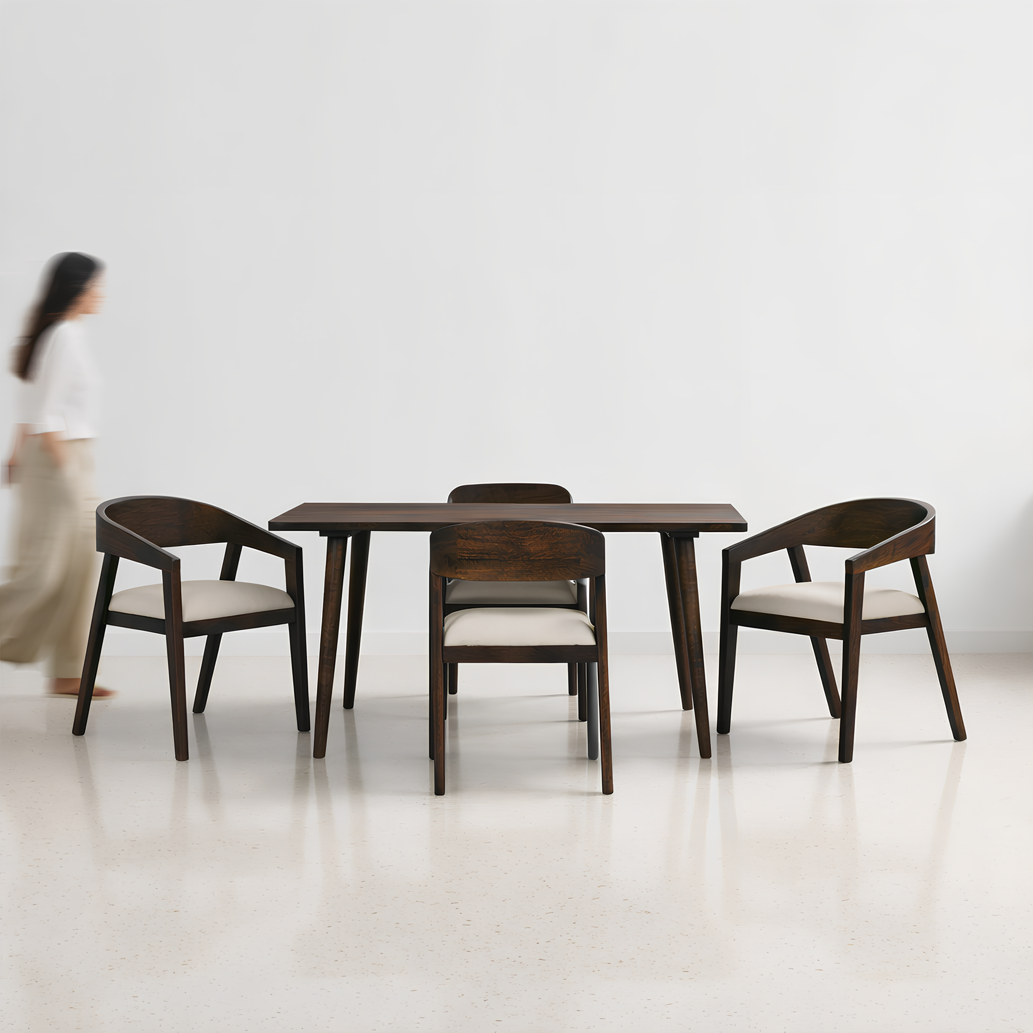 Craftsmill Helena Amelia Walnut Dining Table Set: Sleek Sheesham ...