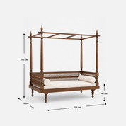 Heritage Wooden Canopy Daybed with Upholstered Cushion