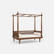 Heritage Wooden Canopy Daybed with Upholstered Cushion