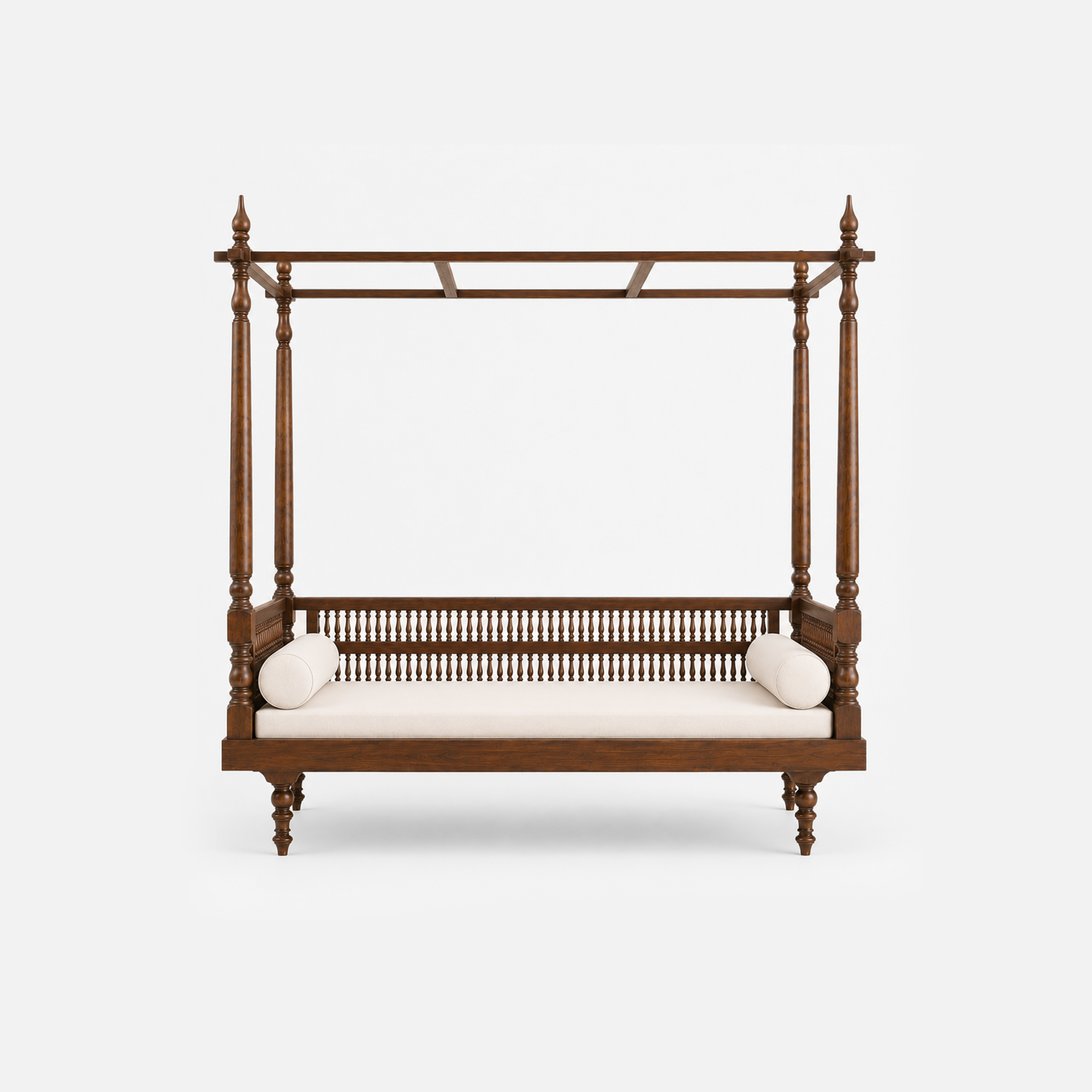 Heritage Wooden Canopy Daybed with Upholstered Cushion