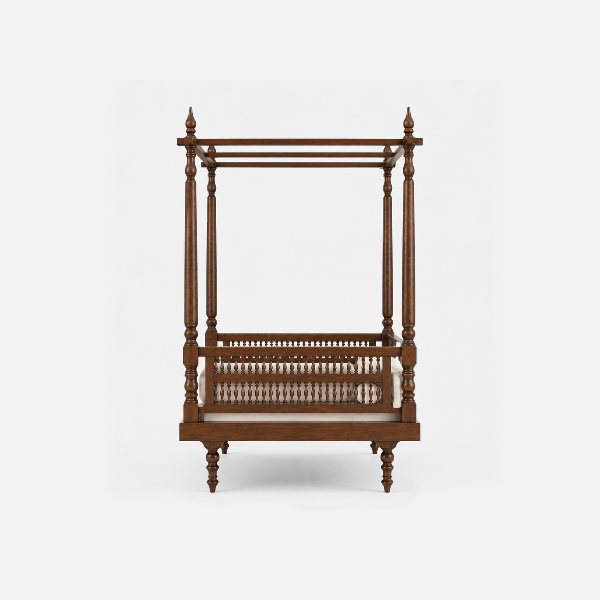 Heritage Wooden Canopy Daybed with Upholstered Cushion
