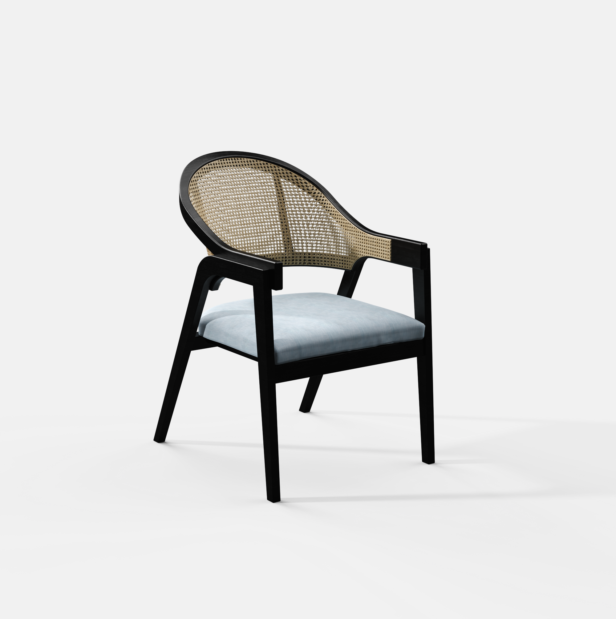 Hugo Rattan Chair with Upholstered Seat