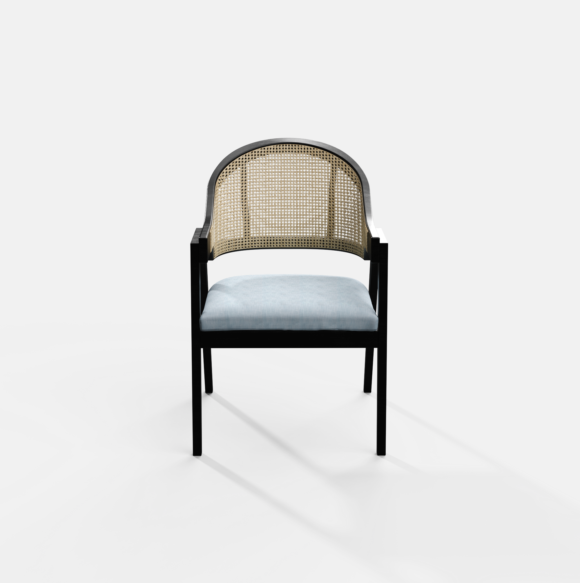 Hugo Rattan Chair with Upholstered Seat