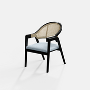 Hugo Rattan Chair with Upholstered Seat