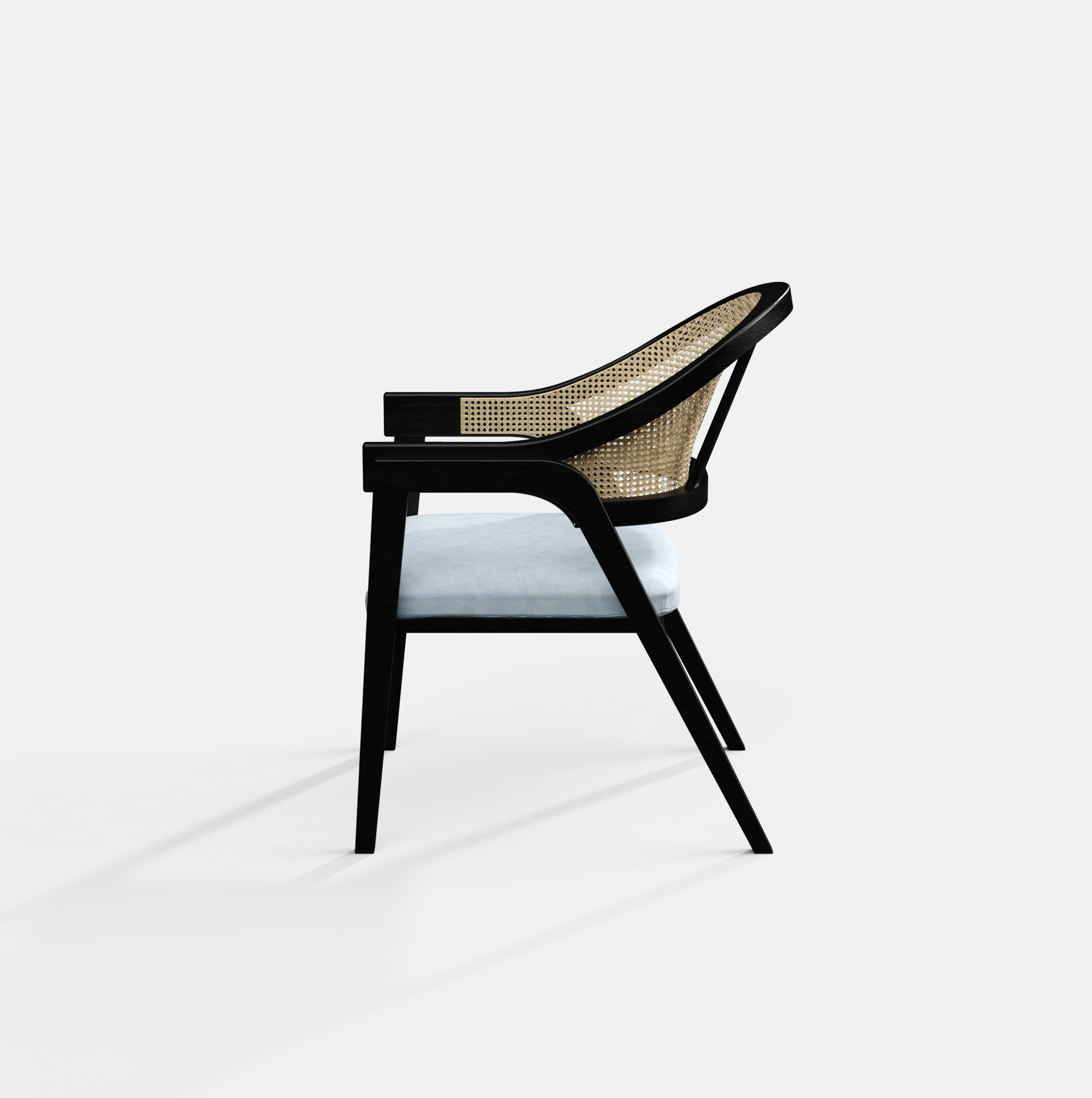 Hugo Rattan Chair with Upholstered Seat