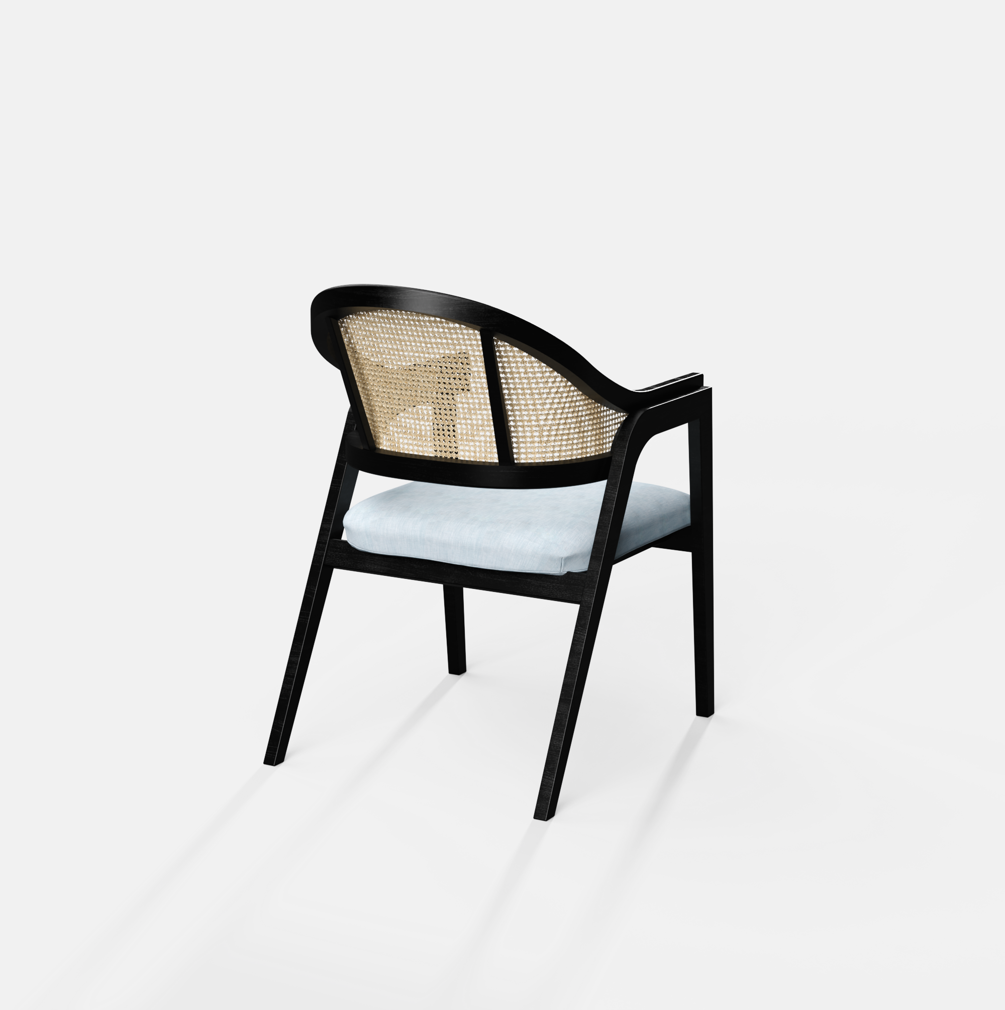 Hugo Rattan Chair with Upholstered Seat