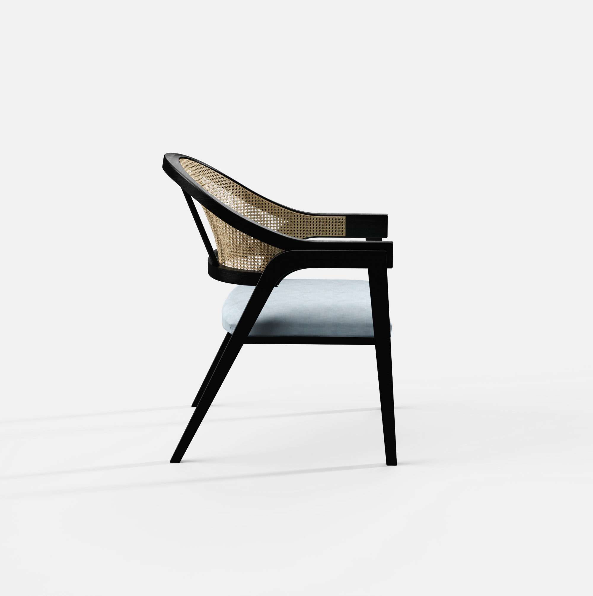Hugo Rattan Chair with Upholstered Seat