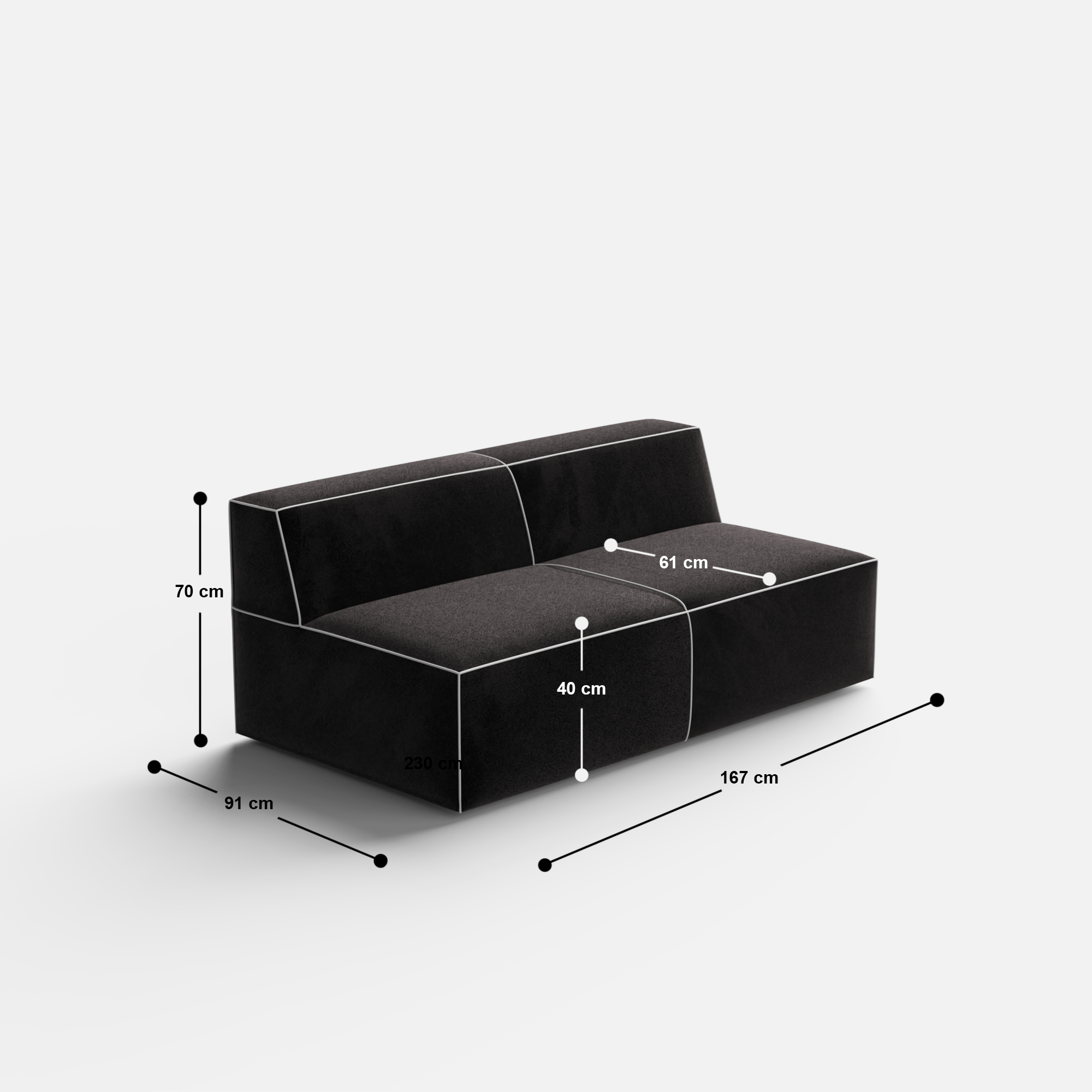 Kim Modular Right Arm 4 Seater Sofa with Ottoman - Crafts Mill Bespoke Furniture - Modular sectional sofas