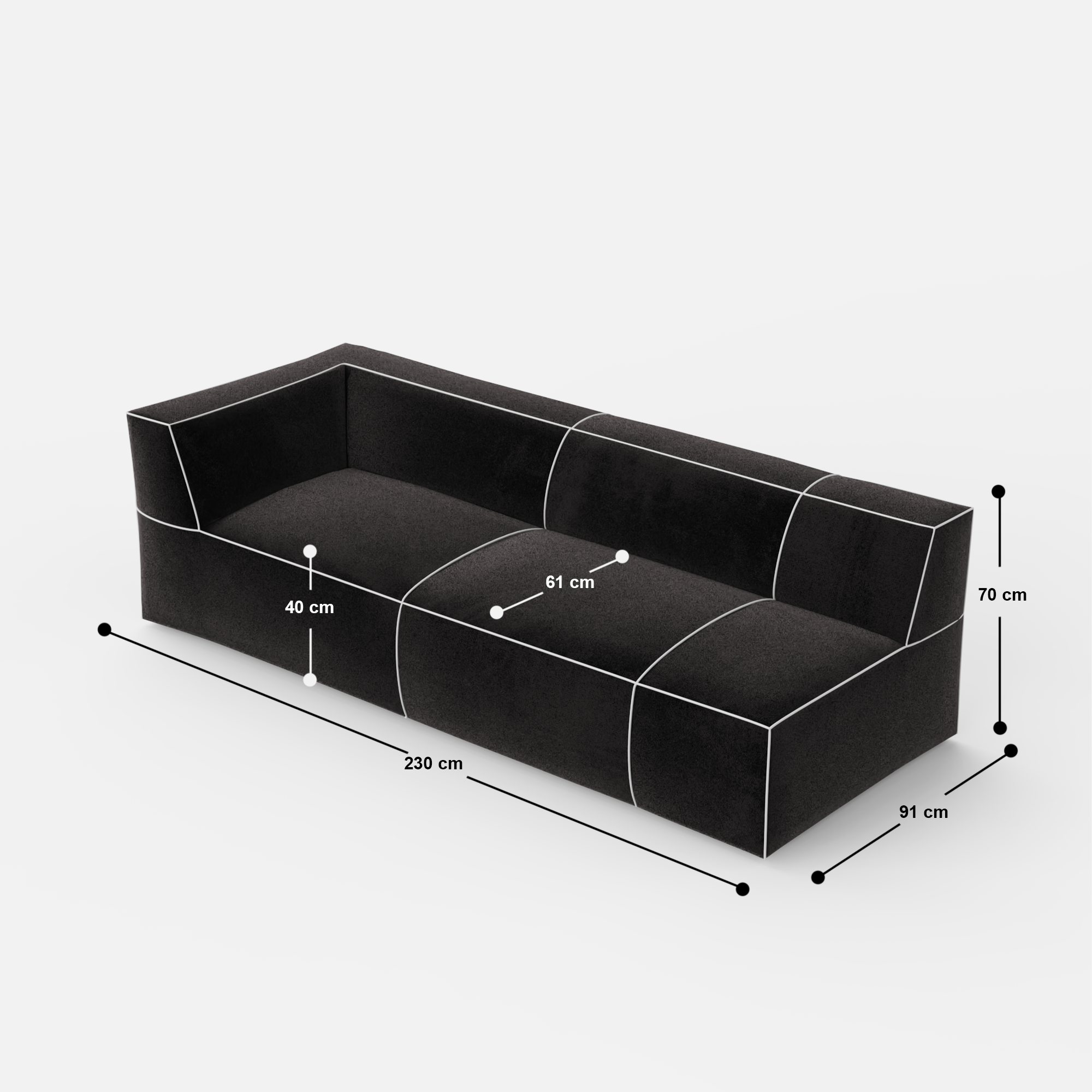 Kim Modular Right Arm 4 Seater Sofa with Ottoman - Crafts Mill Bespoke Furniture - Modular sectional sofas