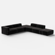 Black sectional sofa on a white background