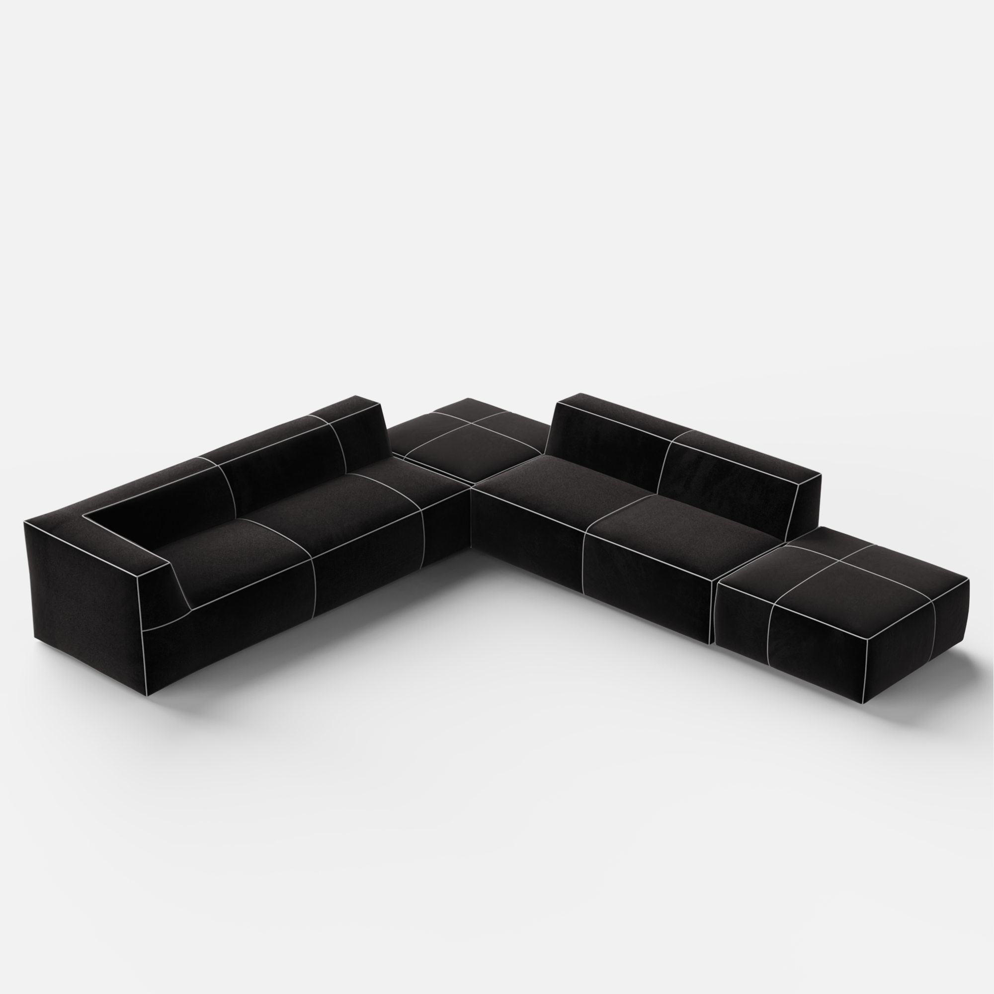 Kim Modular Right Arm 4 Seater Sofa with Ottoman - Crafts Mill Bespoke Furniture - Modular sectional sofas