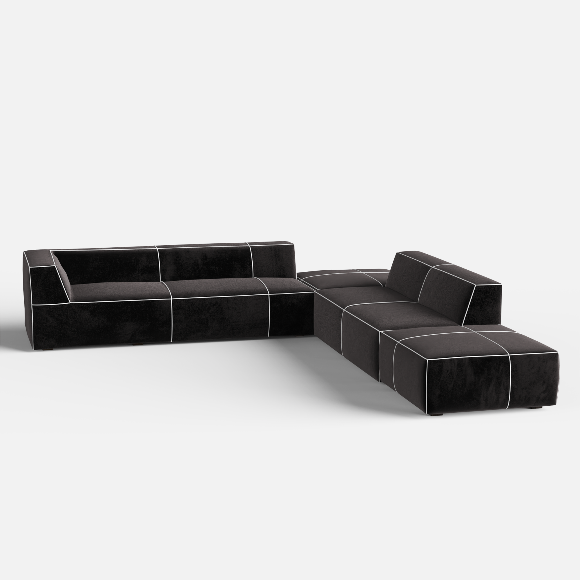 Kim Modular Right Arm 4 Seater Sofa with Ottoman - Crafts Mill Bespoke Furniture - Modular sectional sofas