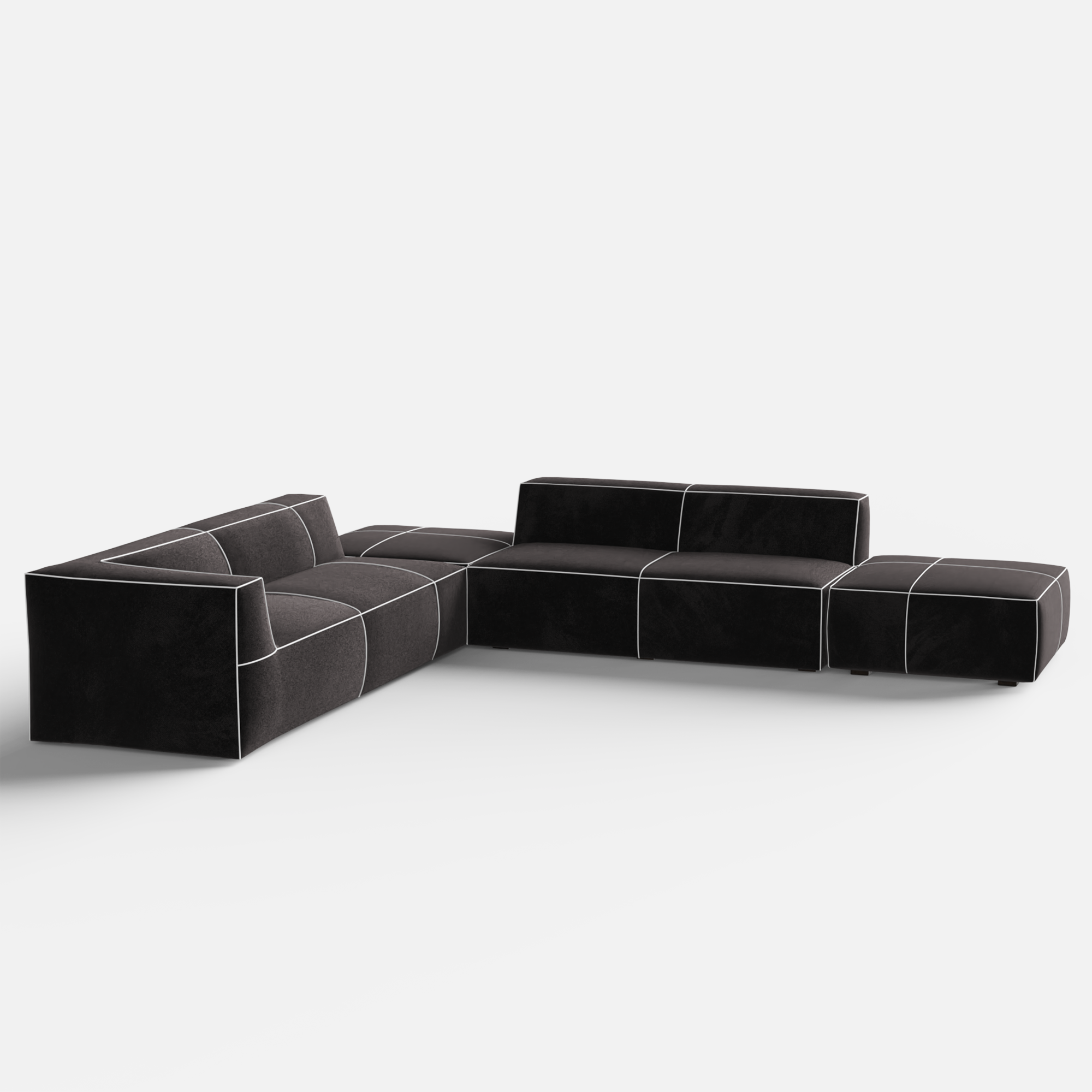 Kim Modular Right Arm 4 Seater Sofa with Ottoman - Crafts Mill Bespoke Furniture - Modular sectional sofas