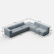 Kim Modular Right Arm 7 Seater Sofa With Ottoman - 128" | 107" Left Chaise