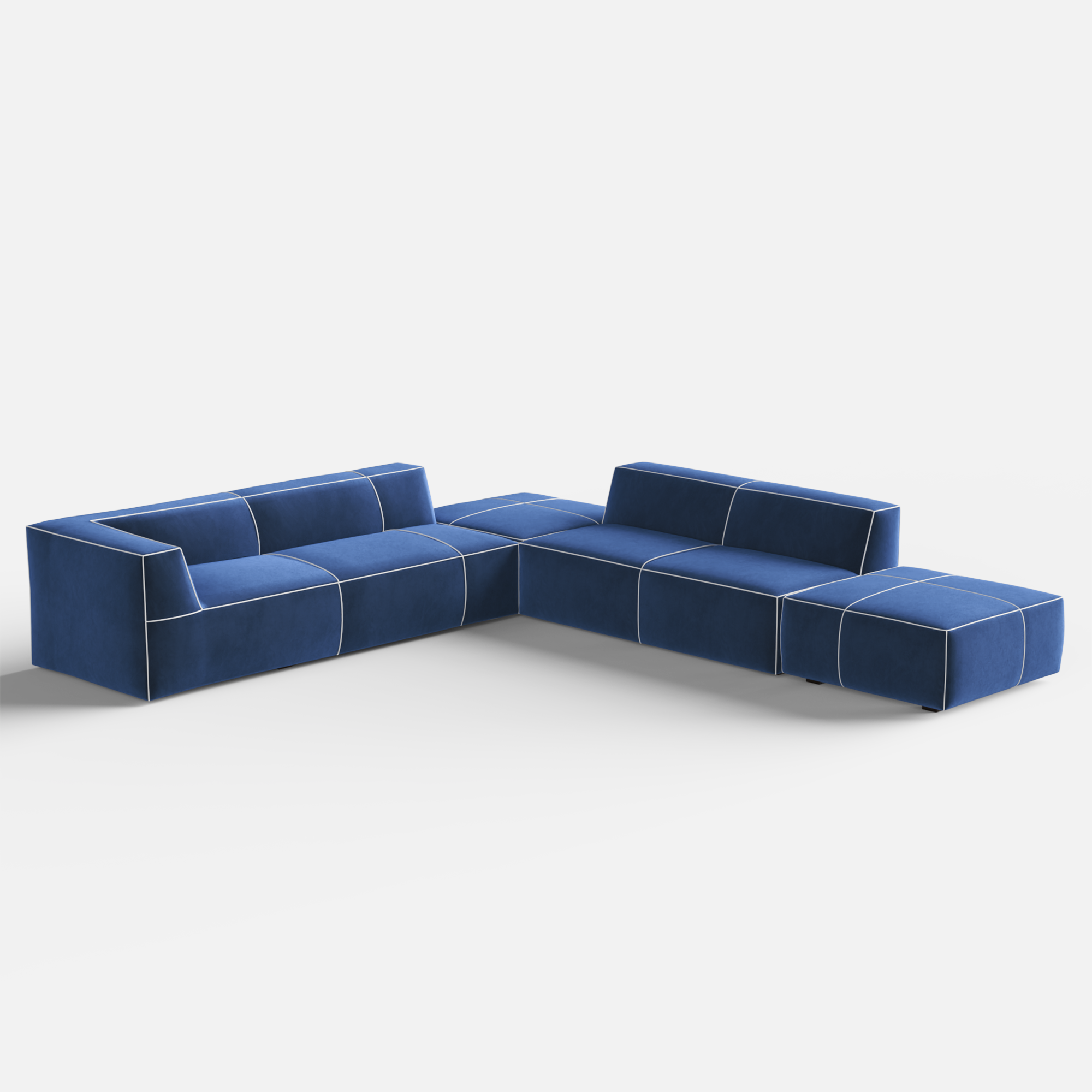 Kim Modular Right Arm 4 Seater Sofa with Ottoman - Crafts Mill Bespoke Furniture - Modular sectional sofas