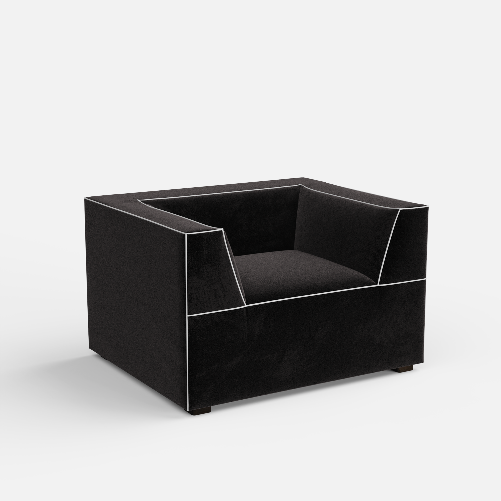 Modern black armchair on a white background