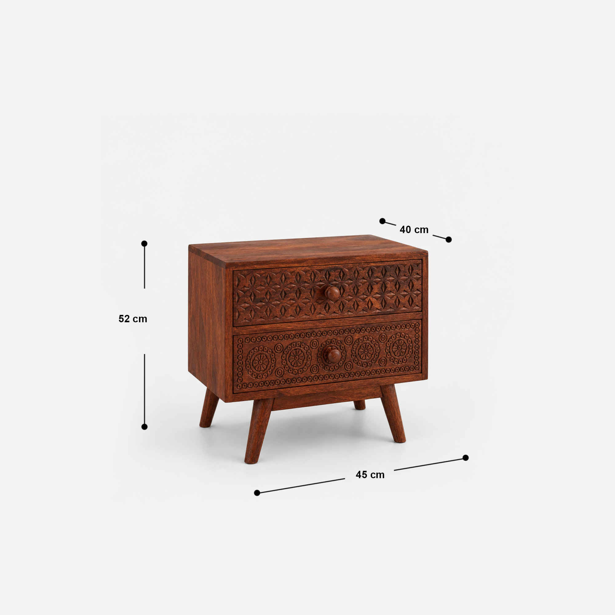 Lareina Carved Rustic Accent End Table in Natural Wood Finish