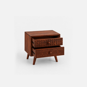 Lareina Carved Rustic Accent End Table in Natural Wood Finish