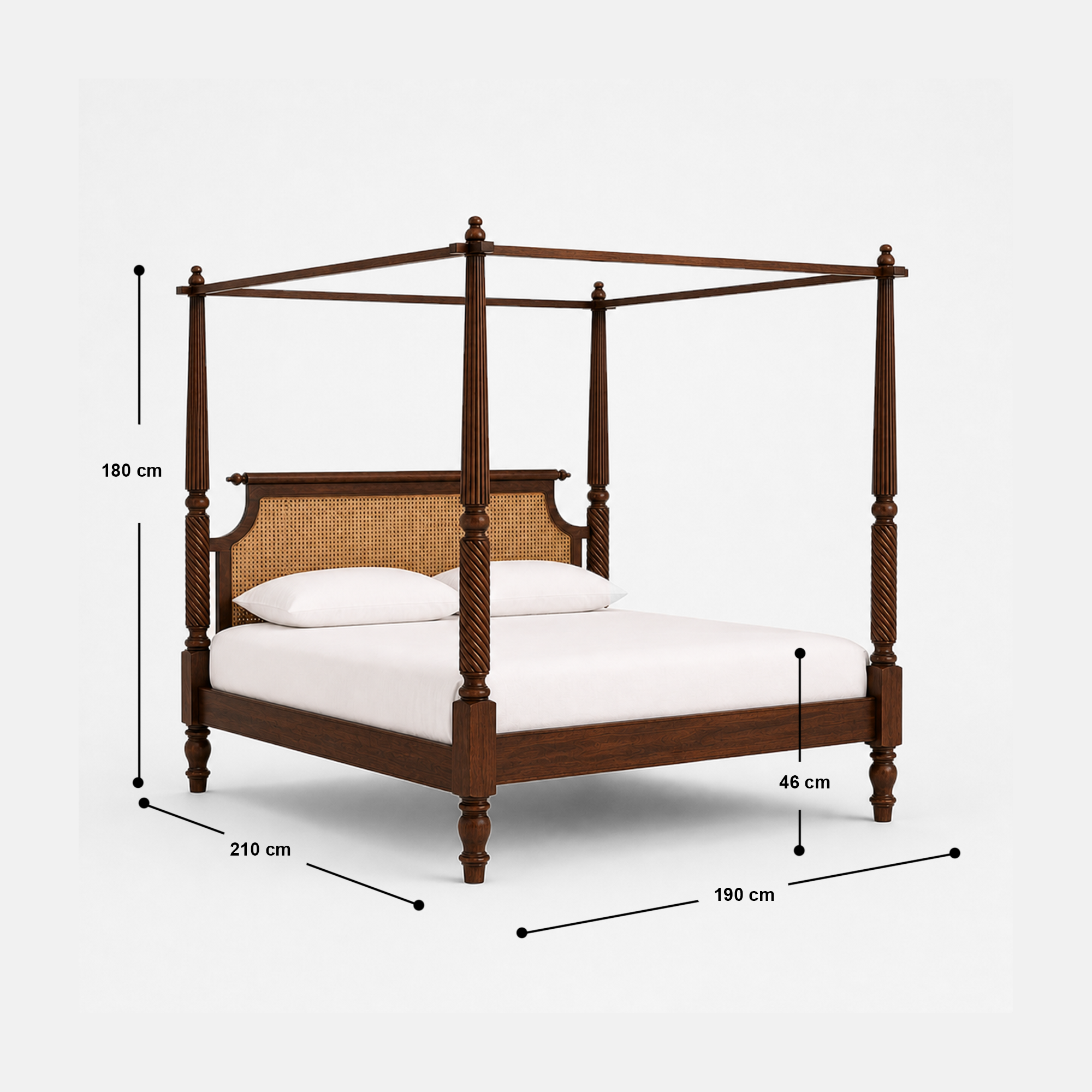 Lola Classic Carved Four-Poster Wooden Bed