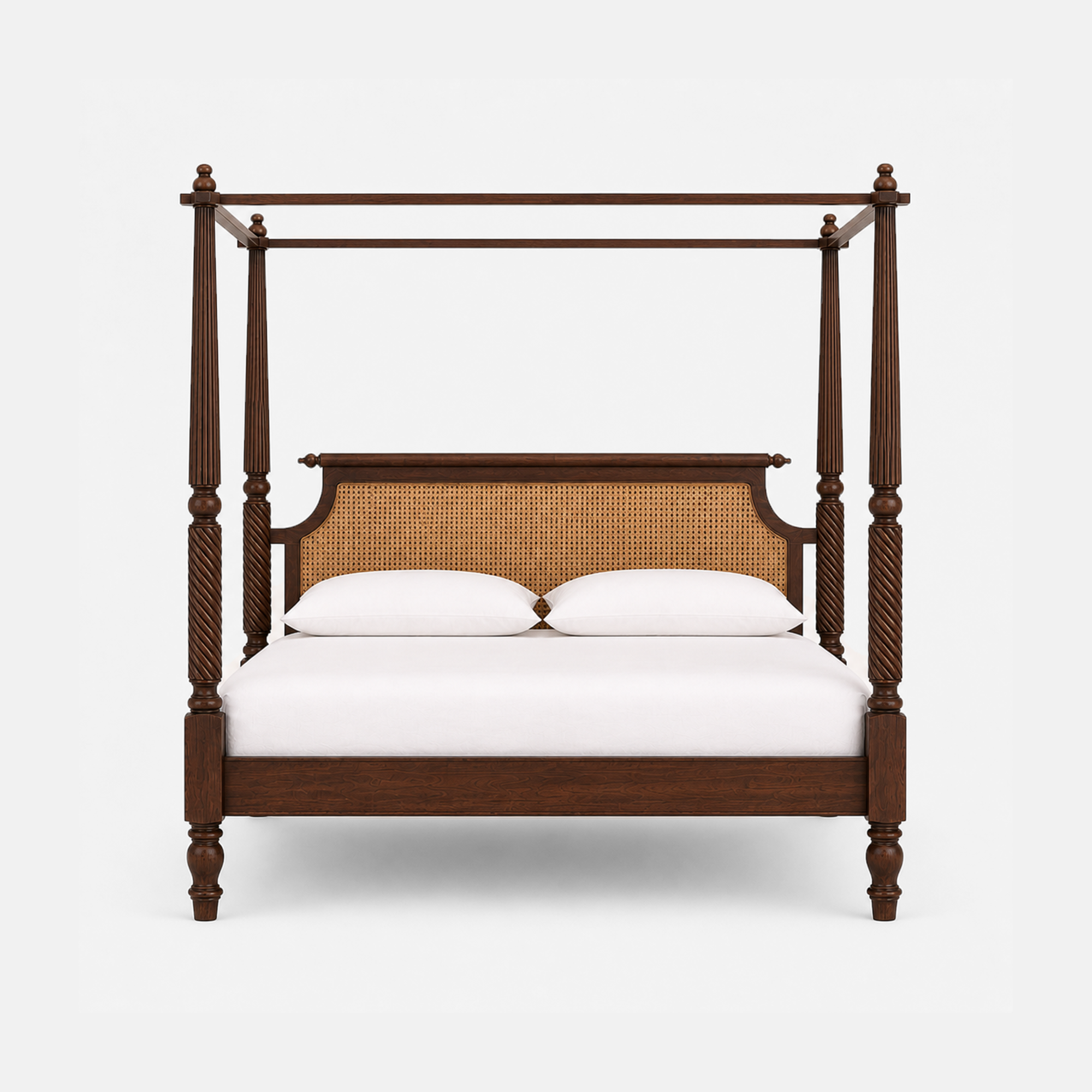 Lola Classic Carved Four-Poster Wooden Bed