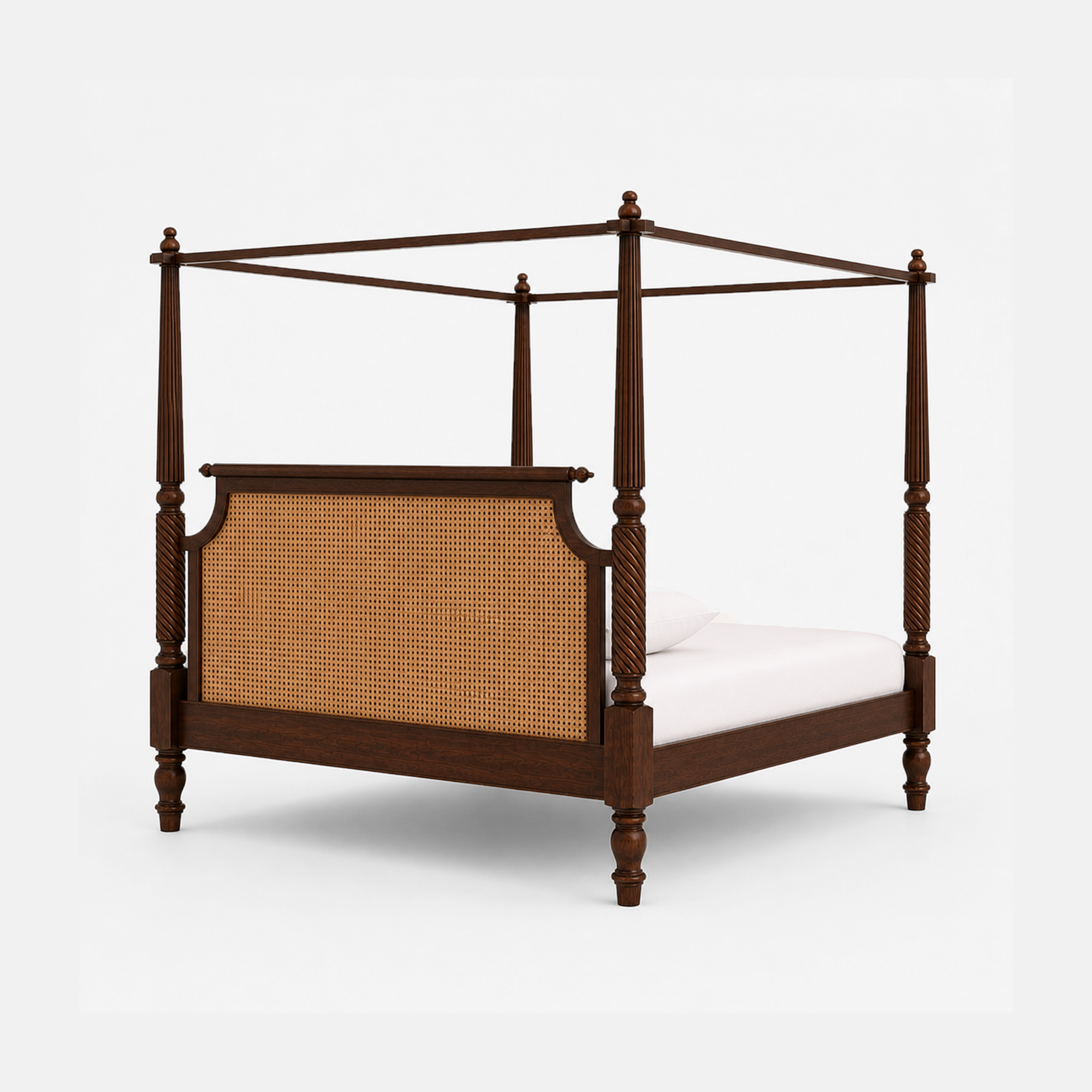 Lola Classic Carved Four-Poster Wooden Bed