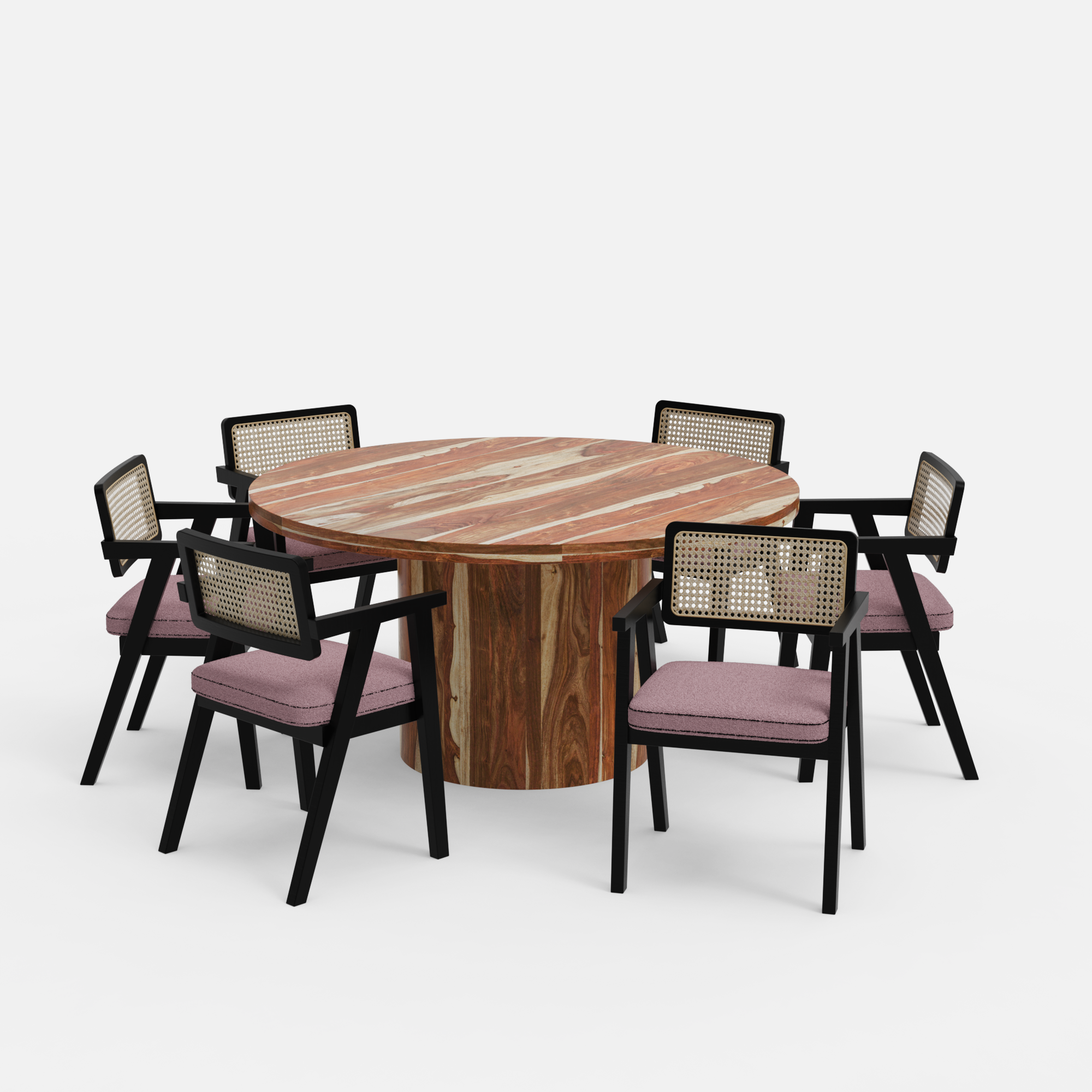 Luis-Bob-Dining-set-150cm-dia-natural-sheesham-table-6-chairs-black-on-sheesham-rose-boucle-fabric-V1.png