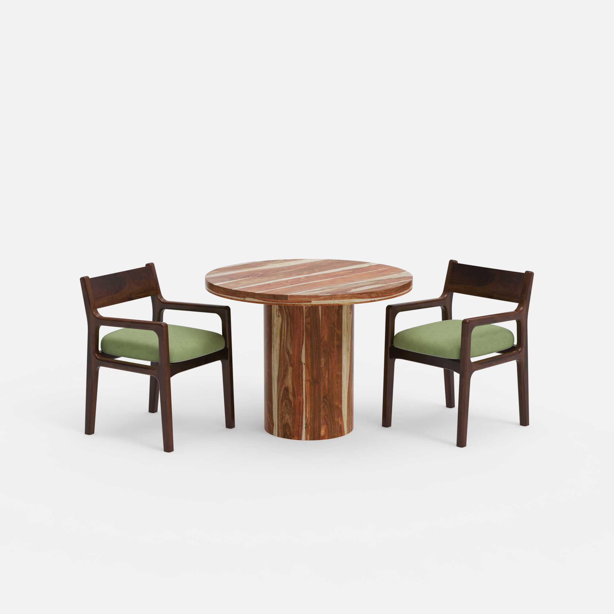 Luis-Kiyomi-dining-set-100cm-dia-natural-sheesham-table-2-chairs-pro-teak-on-sheesham-Pistachio-Green-cotton-blend-fabric-V1.png