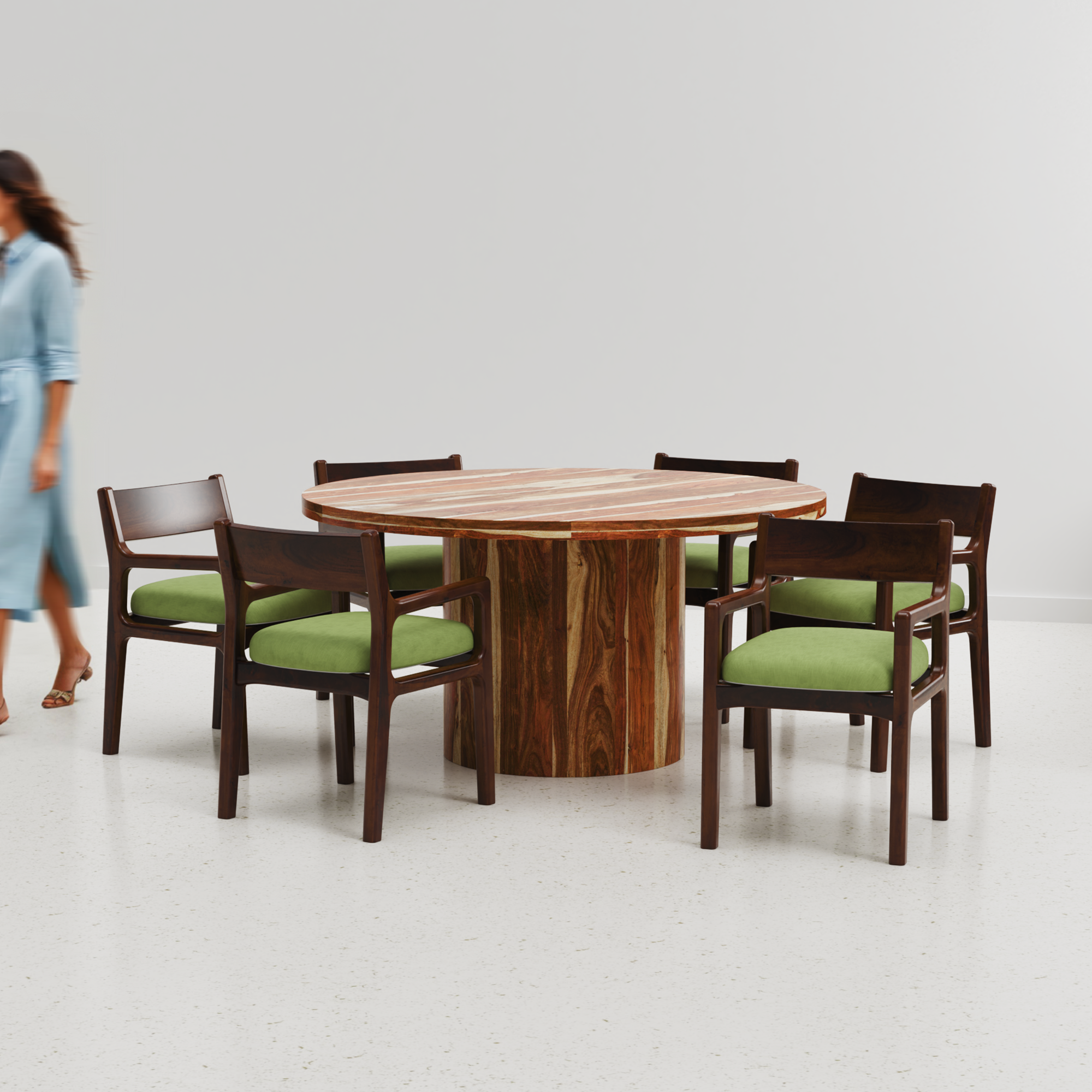 Luis-Kiyomi-dining-set-150cm-dia-natural-sheesham-table-6-chairs-pro-teak-on-sheesham-Pistachio-Green-cotton-blend-fabric-C1.png