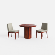 Luis-Lidia Dining Table Set - 2 Seater - Table (100 cm Dia x 76 cm) + 2 Lidia Chairs - Sheesham
