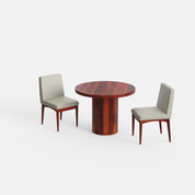Luis-Lidia Dining Table Set - 2 Seater - Table (100 cm Dia x 76 cm) + 2 Lidia Chairs - Sheesham