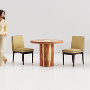 Luis-Lidia Dining Table Set with Premium Trimming - 2 Seater - Table (100 cm Dia x 76 cm) + 2 Lidia Chairs - Sheesham