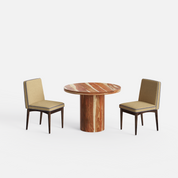 Luis-Lidia Dining Table Set with Premium Trimming - 2 Seater - Table (100 cm Dia x 76 cm) + 2 Lidia Chairs - Sheesham