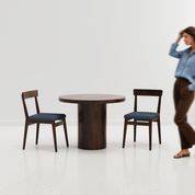 Luis-Middleton Dining Table Set - 2 Seater - Table (100 cm Dia x 76 cm) + 2 Middleton Chairs - Sheesham