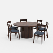 Luis-Middleton Dining Table Set - 6 Seater - Table (150 cm Dia x 76 cm) + 6 Middleton Chairs - Sheesham