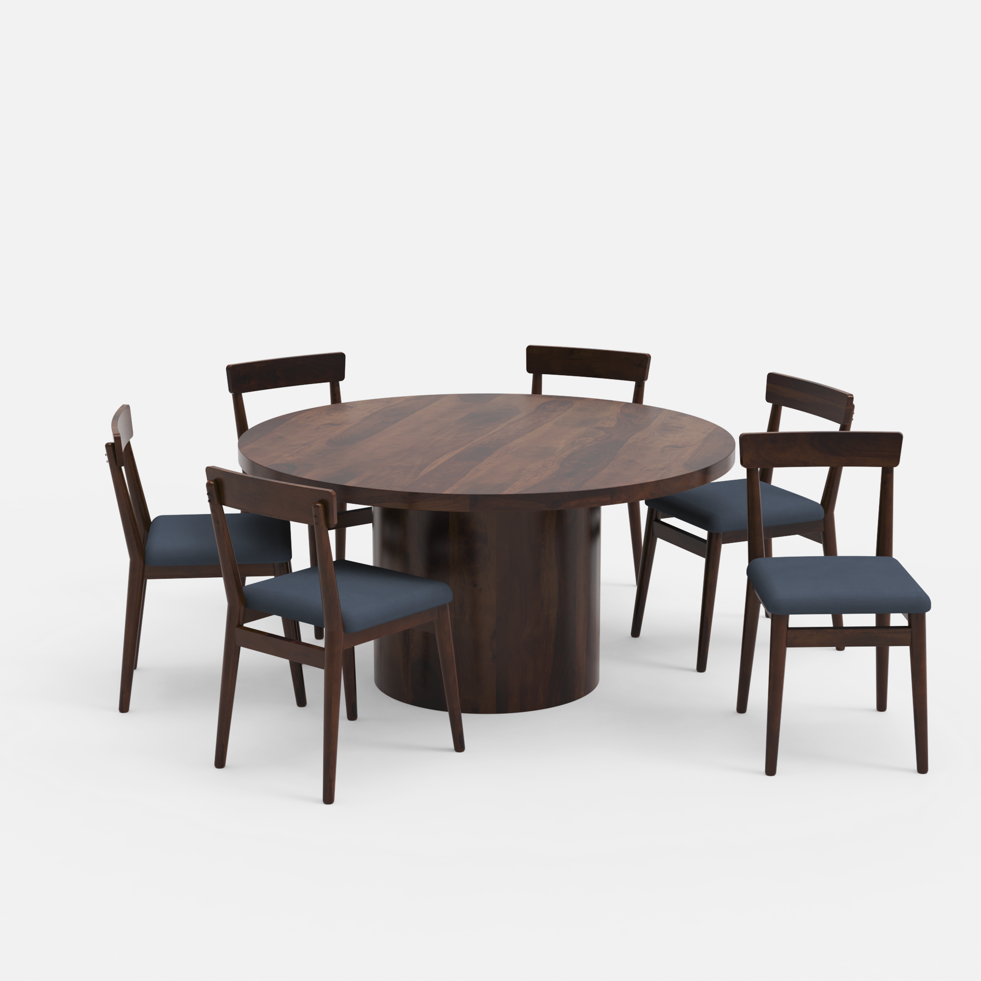 Luis-Middleton Dining Table Set - 6 Seater - Table (150 cm Dia x 76 cm) + 6 Middleton Chairs - Sheesham
