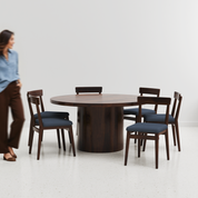 Luis-Middleton Dining Table Set - 6 Seater - Table (150 cm Dia x 76 cm) + 6 Middleton Chairs - Sheesham