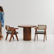 Luis-Pierre Dining Table Set - 2 Seater - Table (100 cm Dia x 76 cm) + 2 Pierre Chairs - Sheesham