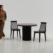 Luis-Polly Dining Table Set - 2 Seater - Table (100 cm Dia x 76 cm) + 2 Polly Chairs - Sheesham