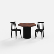 Luis-Polly Dining Table Set - 2 Seater - Table (100 cm Dia x 76 cm) + 2 Polly Chairs - Sheesham