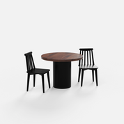 Luis-Polly Dining Table Set - 2 Seater - Table (100 cm Dia x 76 cm) + 2 Polly Chairs - Sheesham