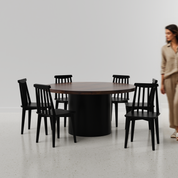 Luis-Polly Dining Table Set - 6 Seater - Table (150 cm Dia x 76 cm) + 6 Polly Chairs - Sheesham