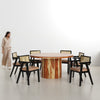 Luis-Bob Dining Table Set - 6 Seater - Table (150 cm Dia x 76 cm) + 6 Bob Chairs - Sheesham