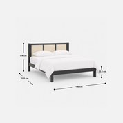 Lumière Cane Panel Bed with Black Frame
